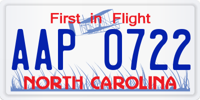 NC license plate AAP0722
