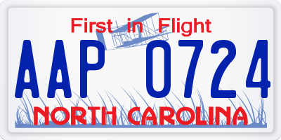 NC license plate AAP0724