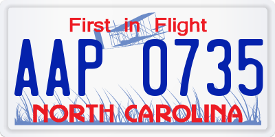 NC license plate AAP0735