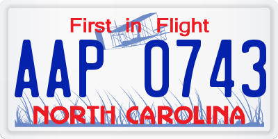 NC license plate AAP0743