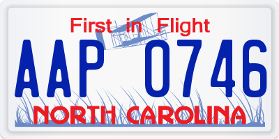 NC license plate AAP0746