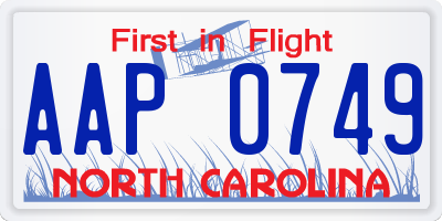 NC license plate AAP0749