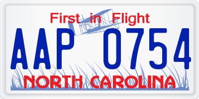 NC license plate AAP0754