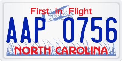 NC license plate AAP0756