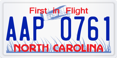 NC license plate AAP0761