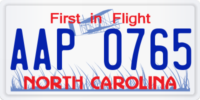 NC license plate AAP0765