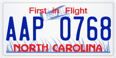 NC license plate AAP0768