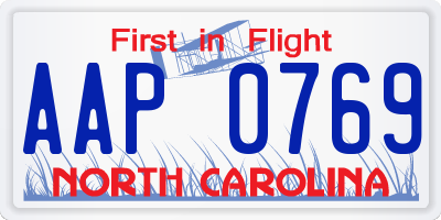 NC license plate AAP0769