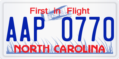 NC license plate AAP0770