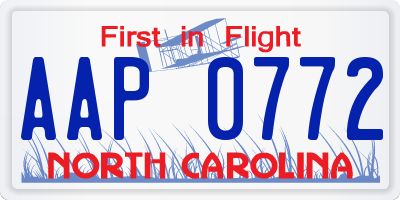 NC license plate AAP0772