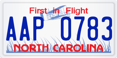 NC license plate AAP0783