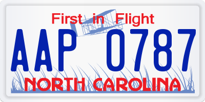 NC license plate AAP0787