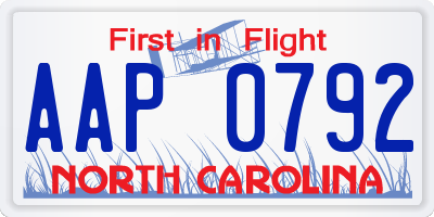 NC license plate AAP0792