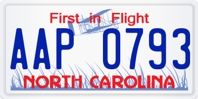 NC license plate AAP0793