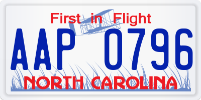 NC license plate AAP0796