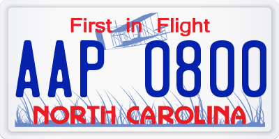 NC license plate AAP0800