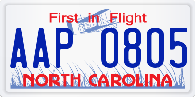 NC license plate AAP0805