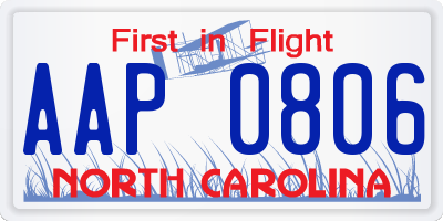 NC license plate AAP0806