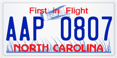 NC license plate AAP0807