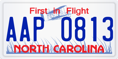 NC license plate AAP0813