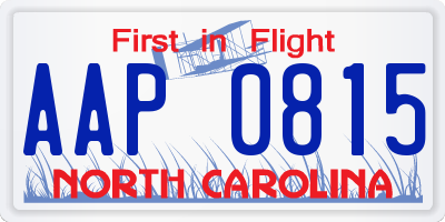 NC license plate AAP0815