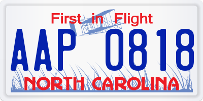 NC license plate AAP0818