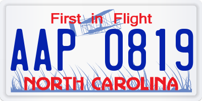 NC license plate AAP0819