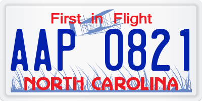 NC license plate AAP0821