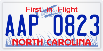 NC license plate AAP0823