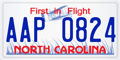 NC license plate AAP0824