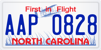 NC license plate AAP0828