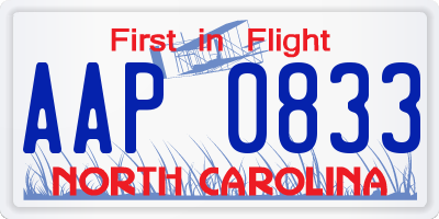 NC license plate AAP0833