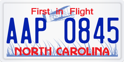 NC license plate AAP0845