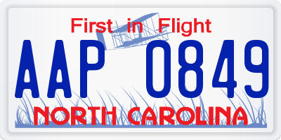 NC license plate AAP0849