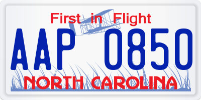 NC license plate AAP0850