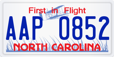 NC license plate AAP0852