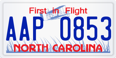 NC license plate AAP0853