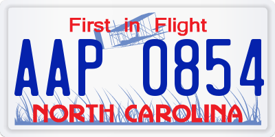 NC license plate AAP0854