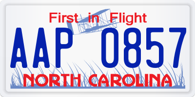 NC license plate AAP0857