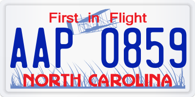 NC license plate AAP0859
