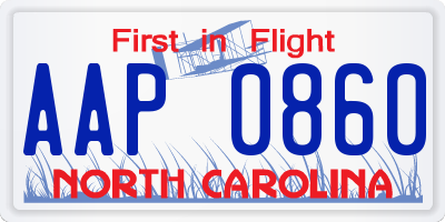 NC license plate AAP0860