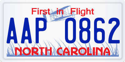 NC license plate AAP0862