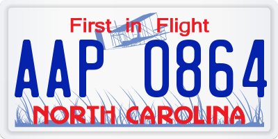 NC license plate AAP0864