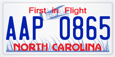 NC license plate AAP0865