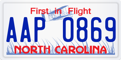 NC license plate AAP0869