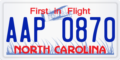 NC license plate AAP0870