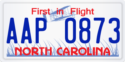 NC license plate AAP0873