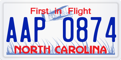 NC license plate AAP0874