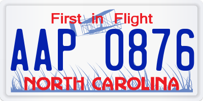 NC license plate AAP0876