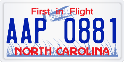 NC license plate AAP0881